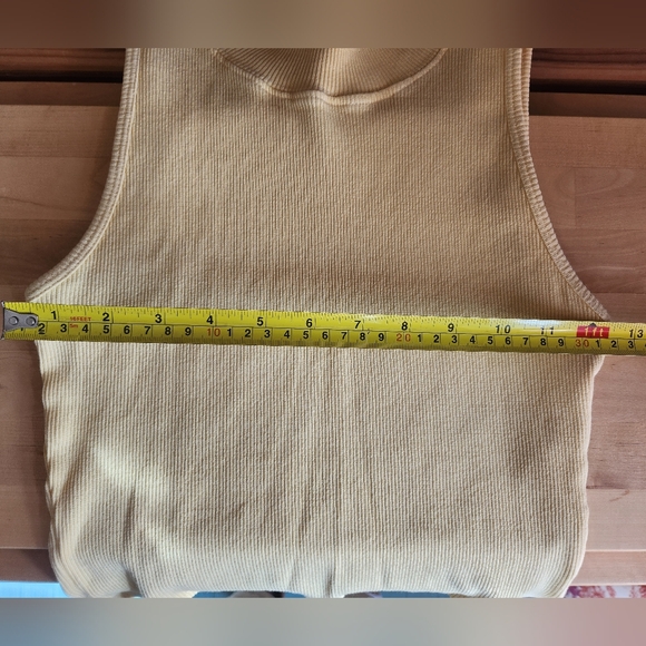 Big Bud Press Butter Yellow Mock Neck Ribbed Tank Top - Picture 2 of 5